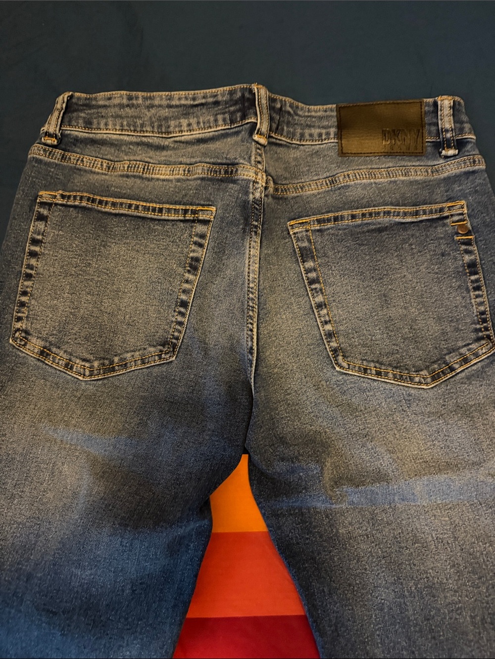 DKNY Men's Washed Blue Relaxed Jeans
